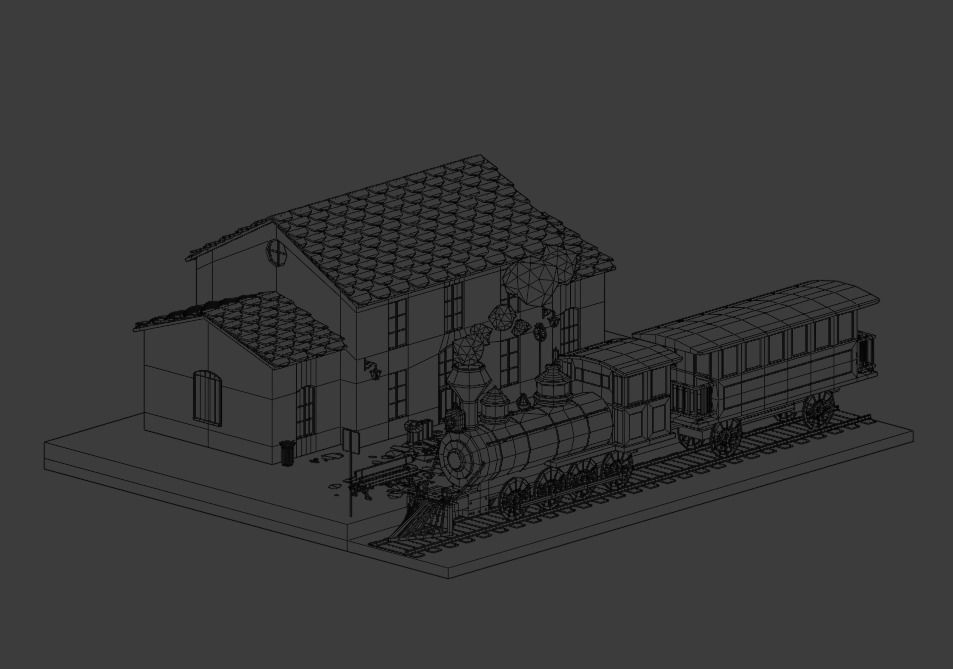 Train station Low-poly 3D model_2