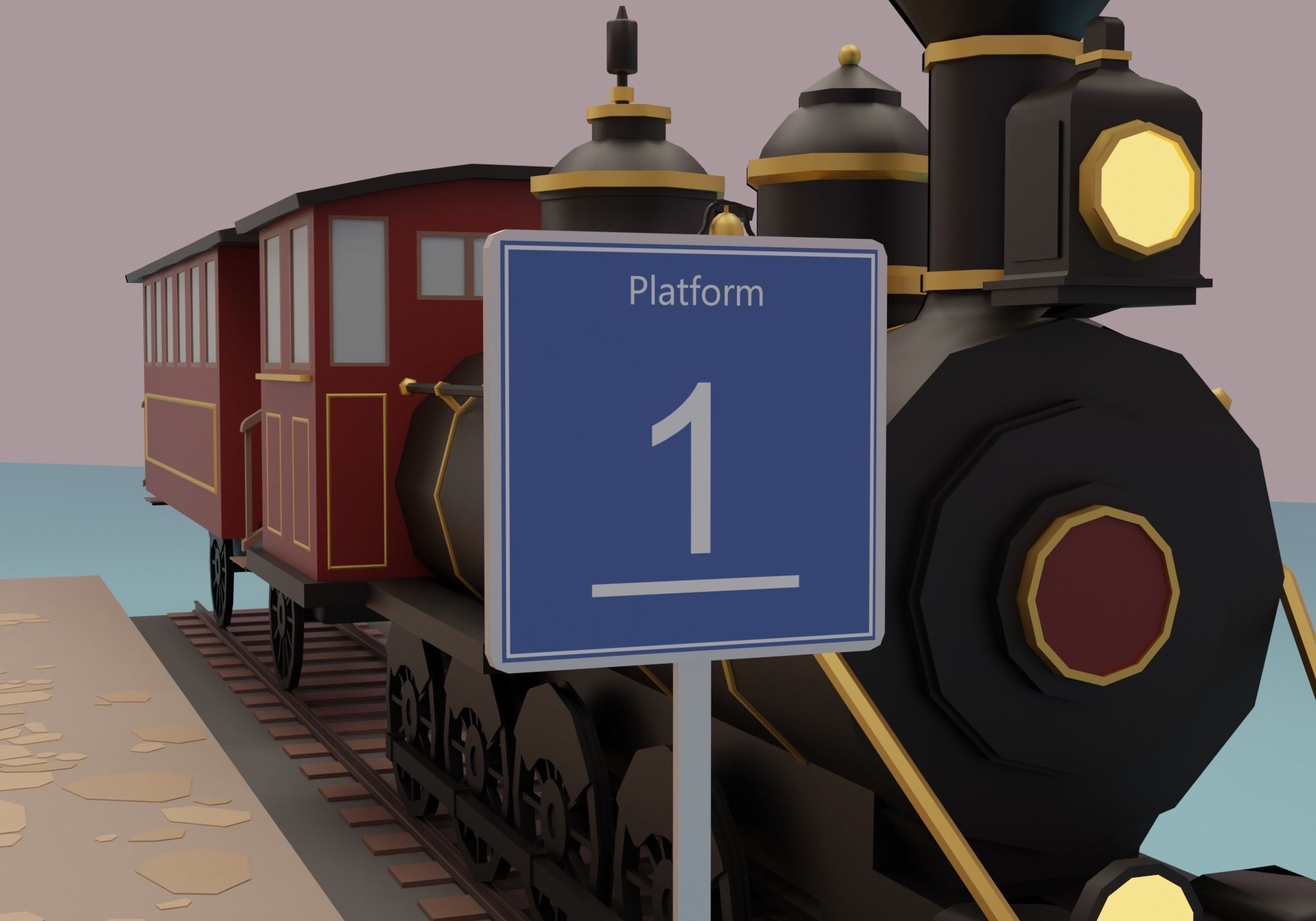 Train station Low-poly 3D model_19