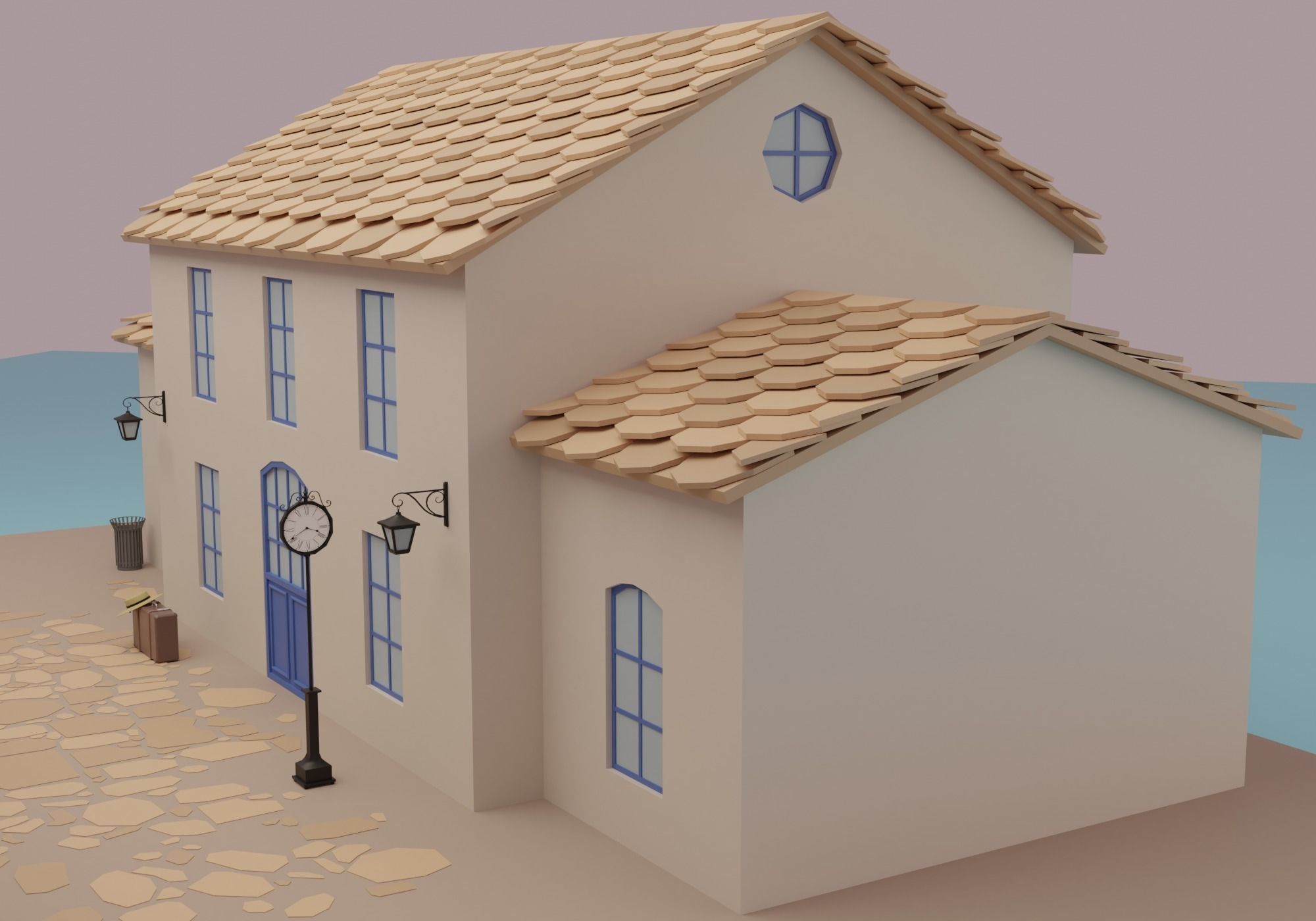 Train station Low-poly 3D model_10