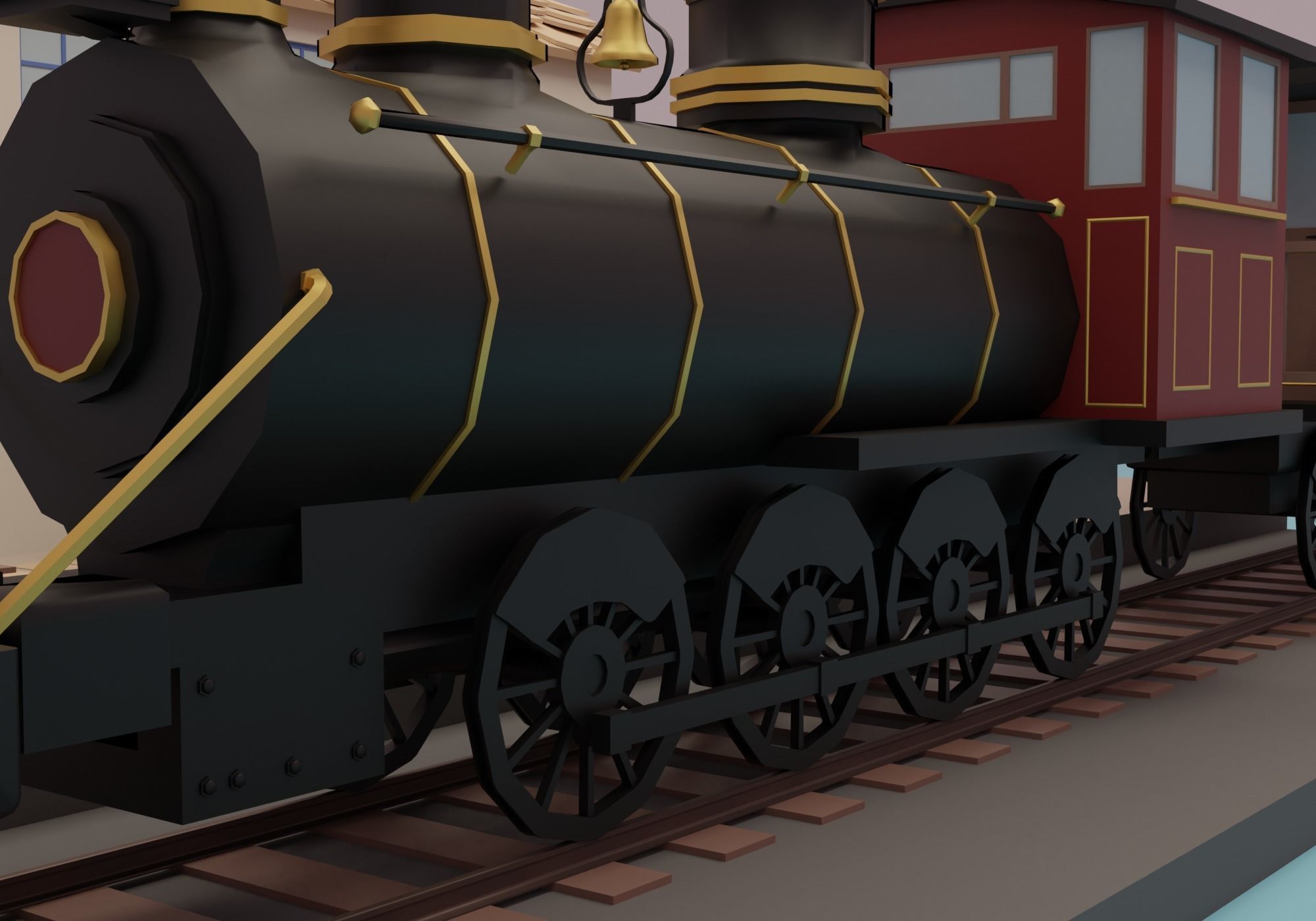 Train station Low-poly 3D model_14