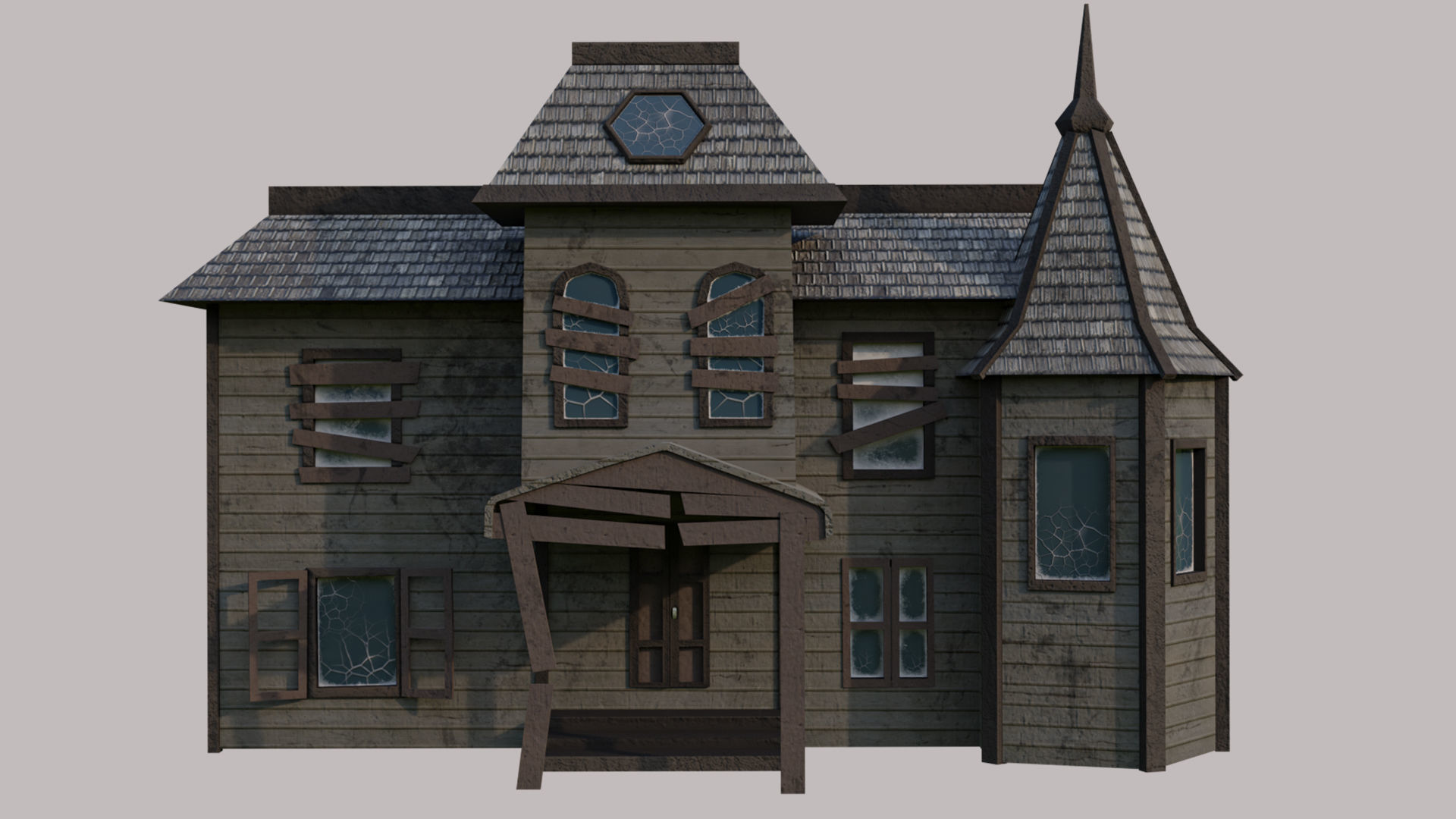 Abandoned House Low-poly 3D model_2