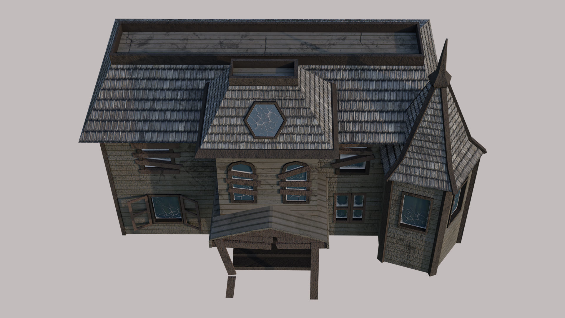 Abandoned House Low-poly 3D model_3