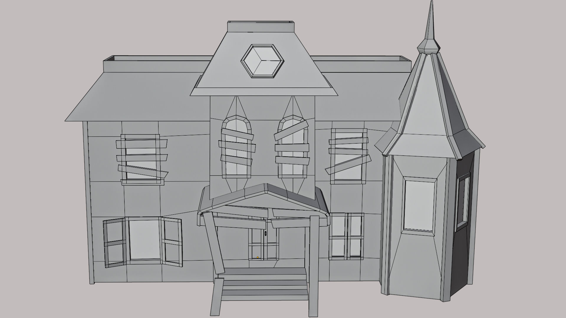 Abandoned House Low-poly 3D model_8