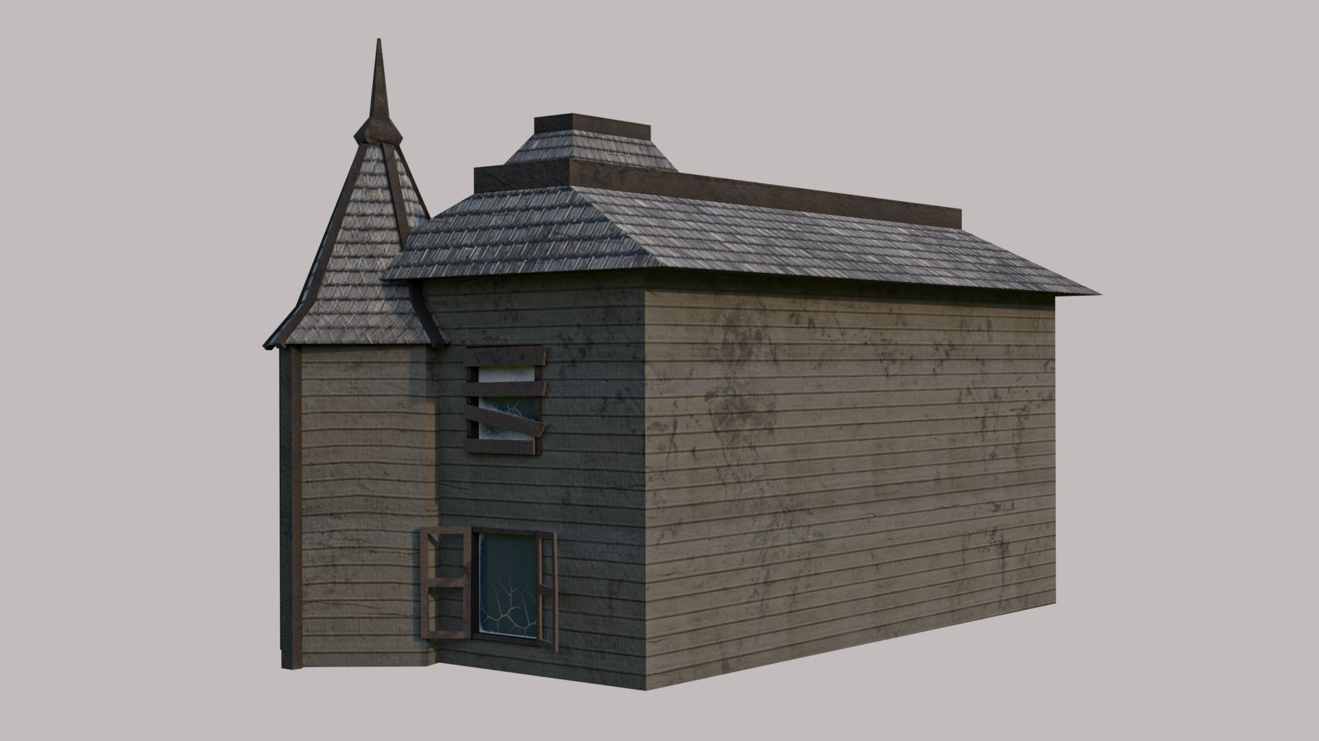 Abandoned House Low-poly 3D model_5
