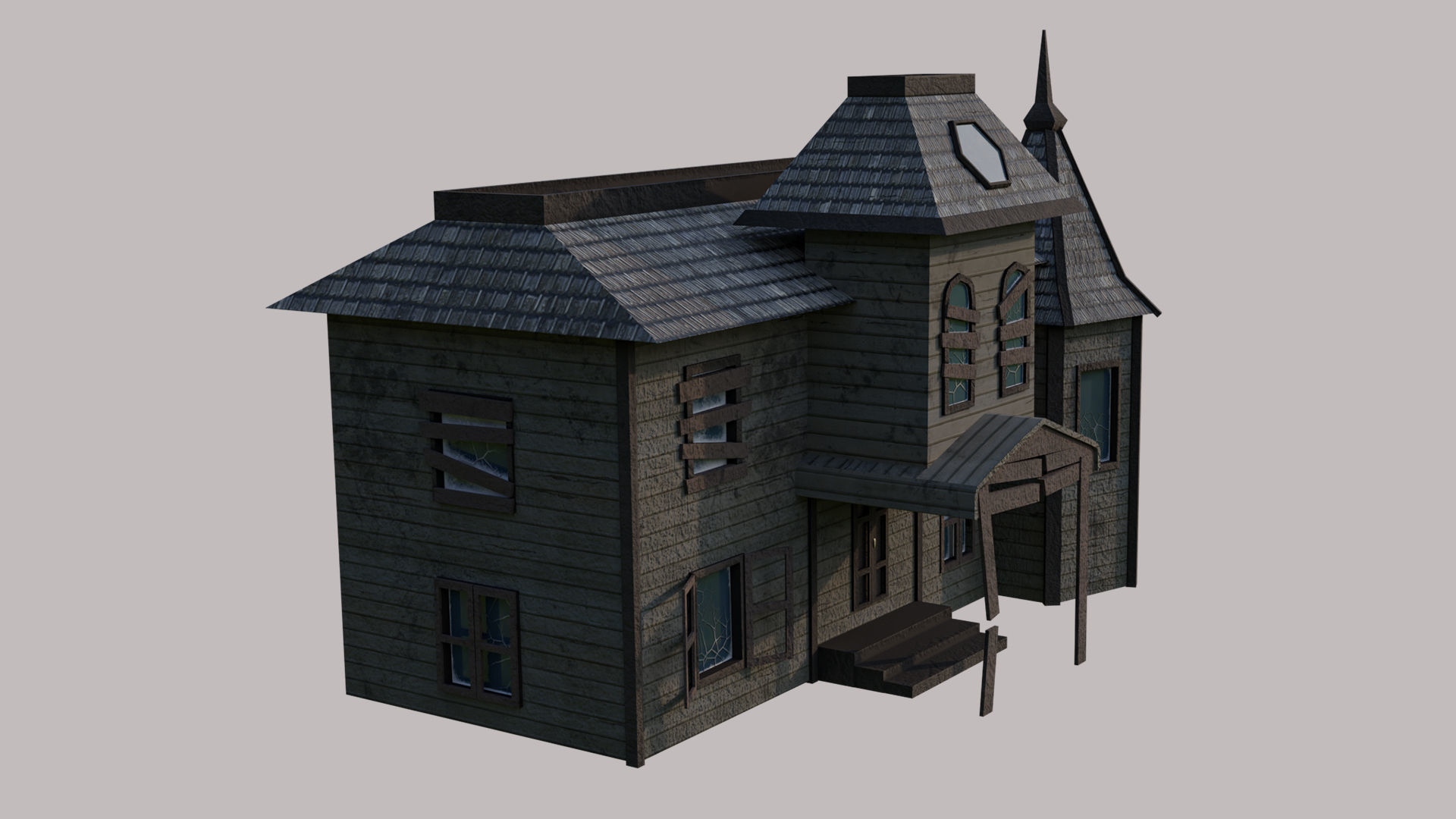 Abandoned House Low-poly 3D model_4