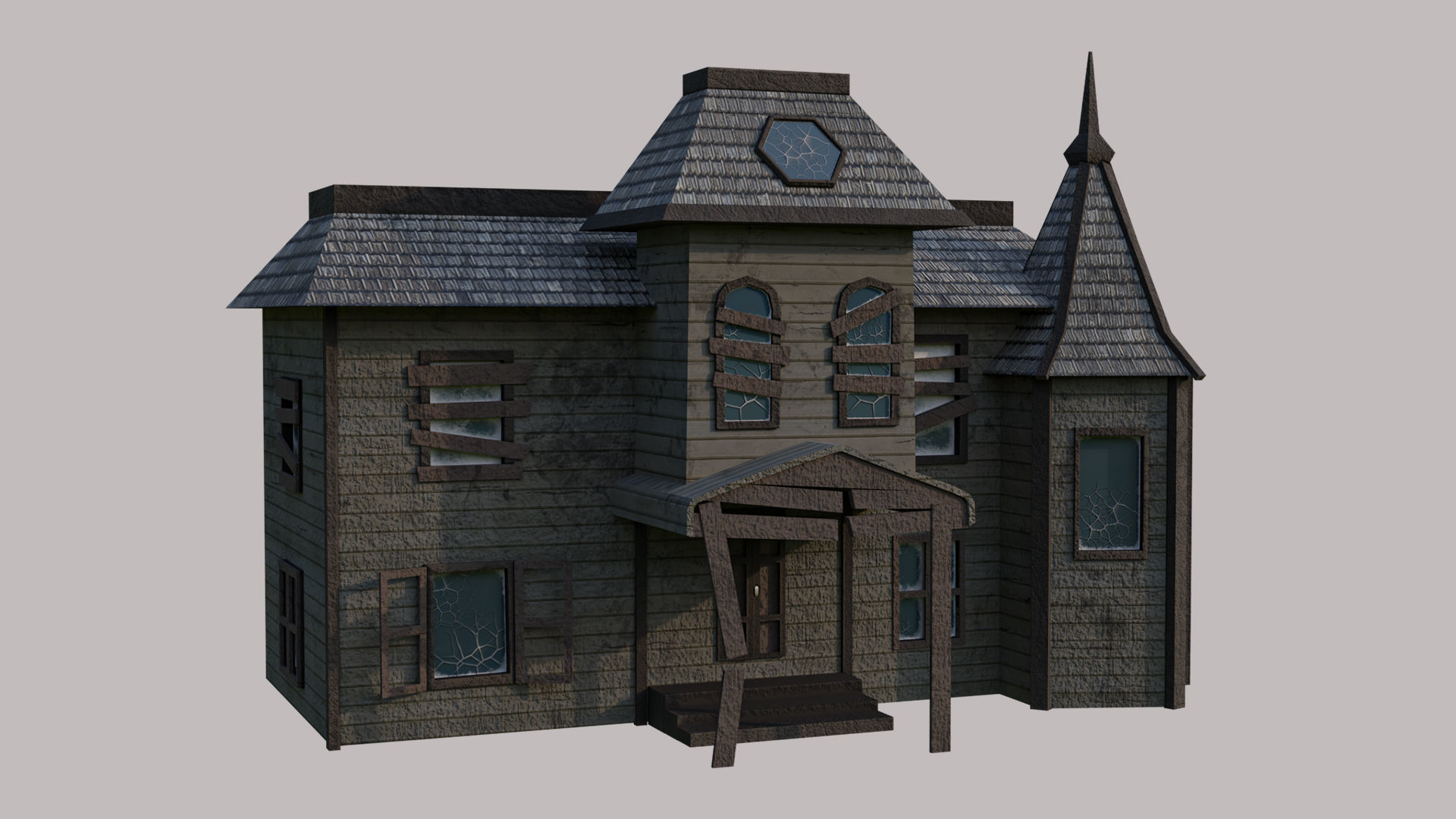 Abandoned House Low-poly 3D model_1