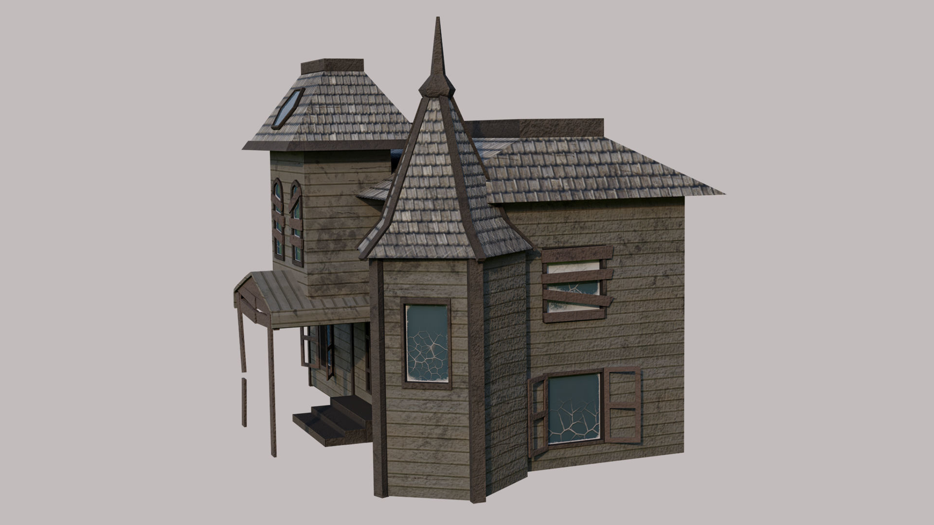 Abandoned House Low-poly 3D model_6