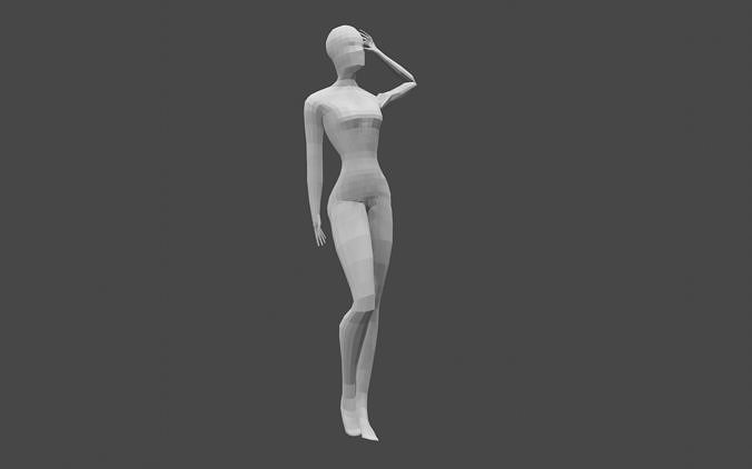 3D Girl low-Poly Model female mannequin Low-poly 3D model