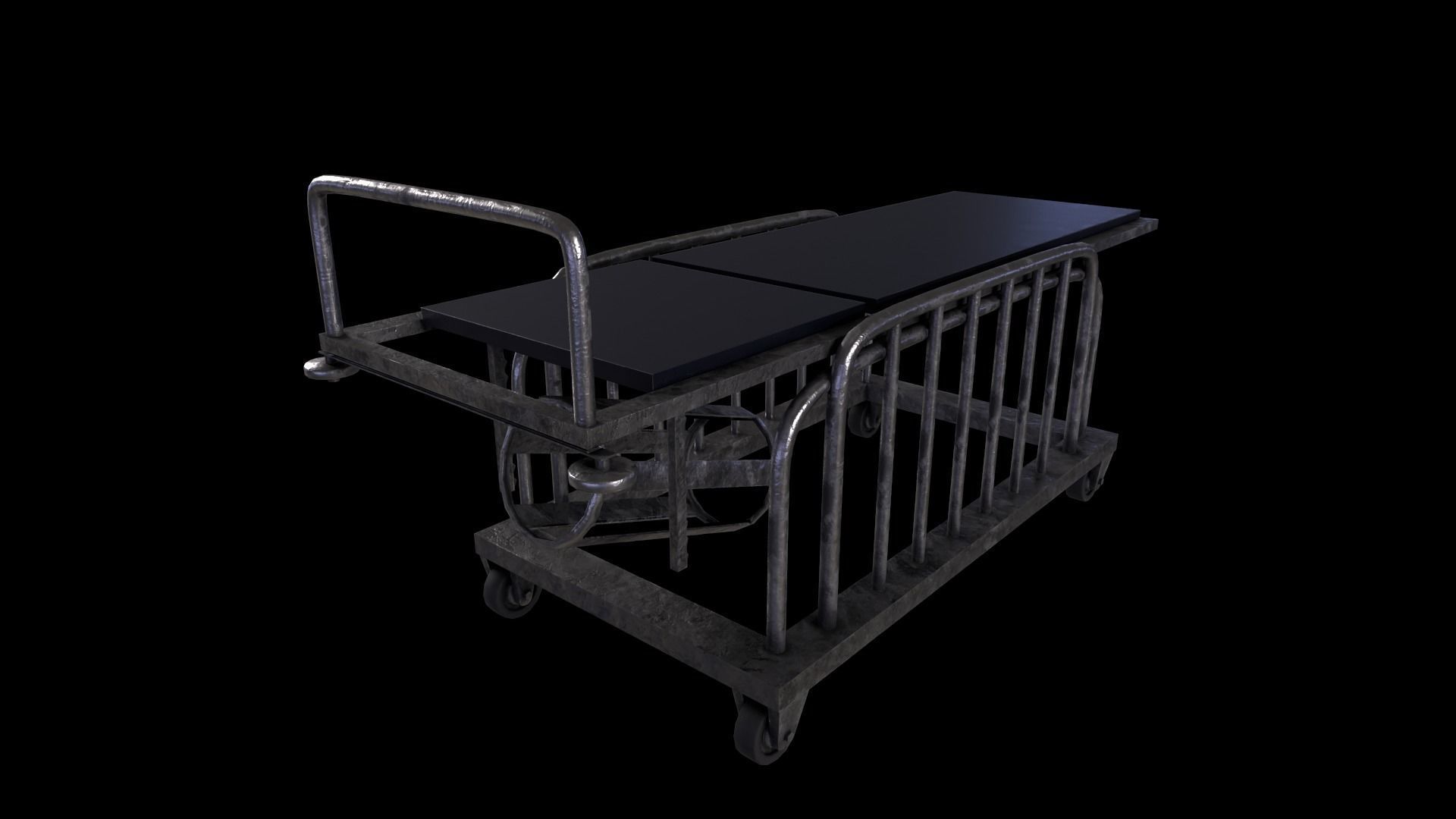 Stretcher -  Hospital Bed  -Game Ready - PBR 3D Model Low-poly 3D model_4