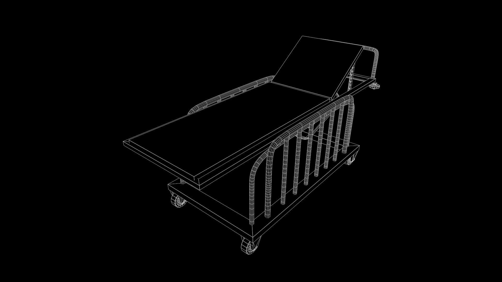 Stretcher -  Hospital Bed  -Game Ready - PBR 3D Model Low-poly 3D model_7