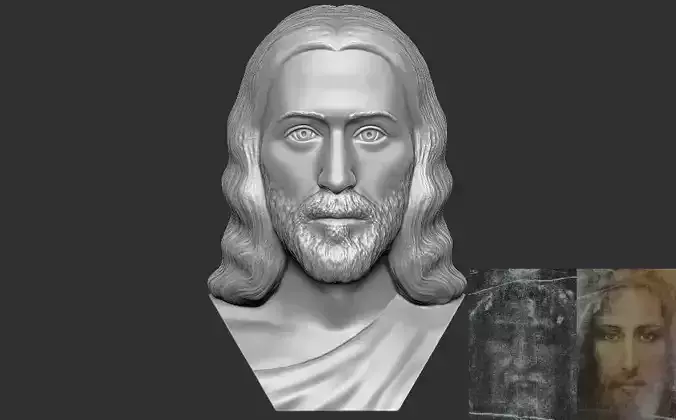 Jesus bust based on Shroud of Turin for 3D printing