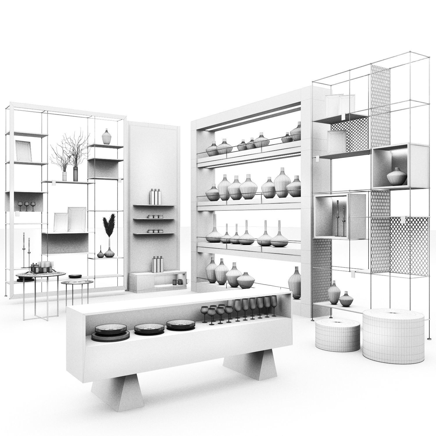 Mall -white set02 3D model_2