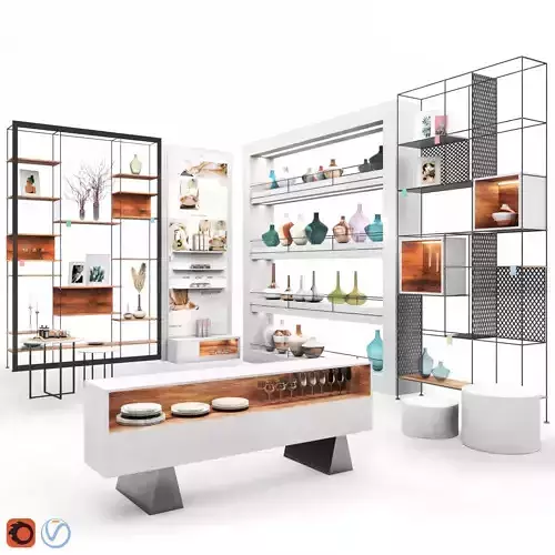 Mall -white set02 3D model