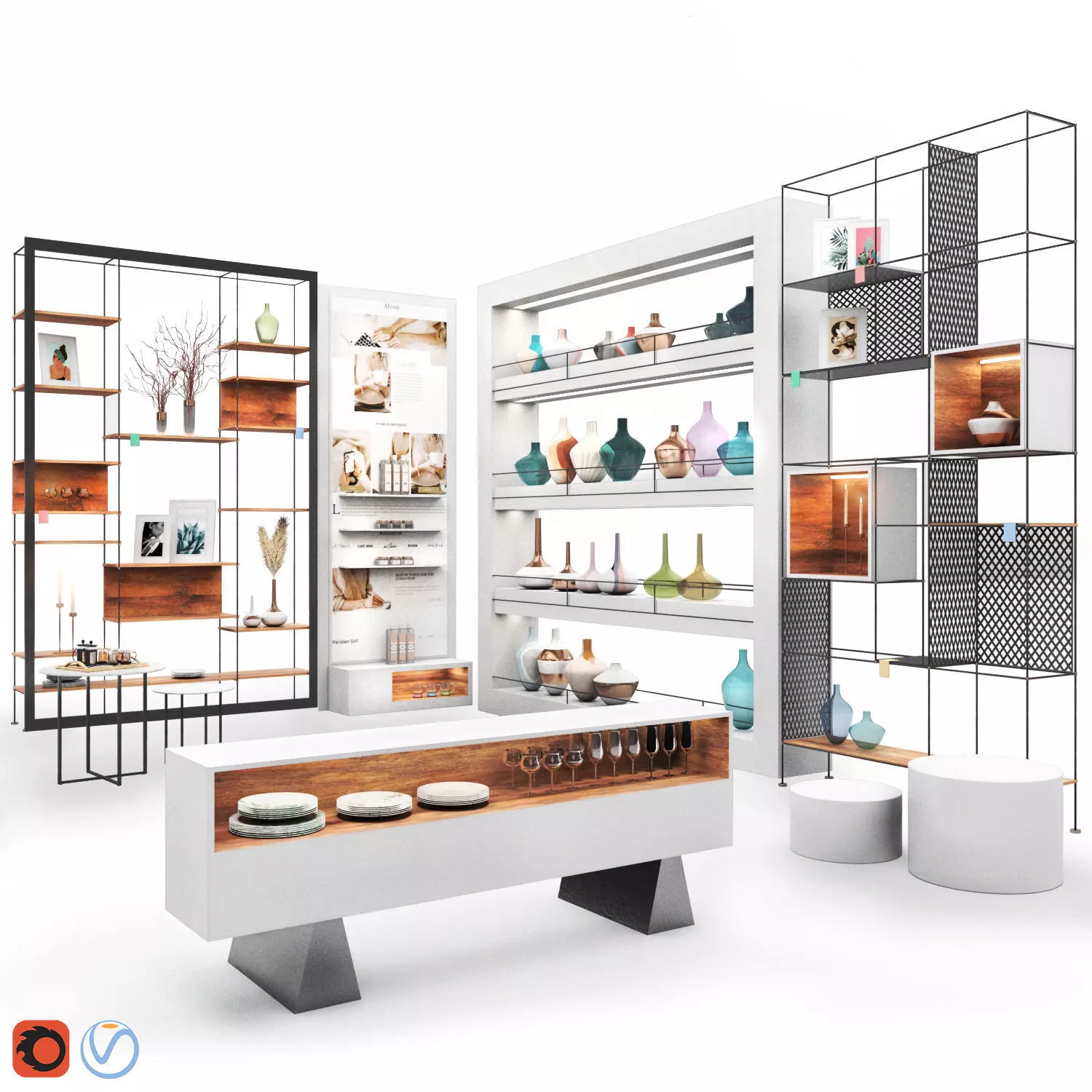 Mall -white set02 3D model_0