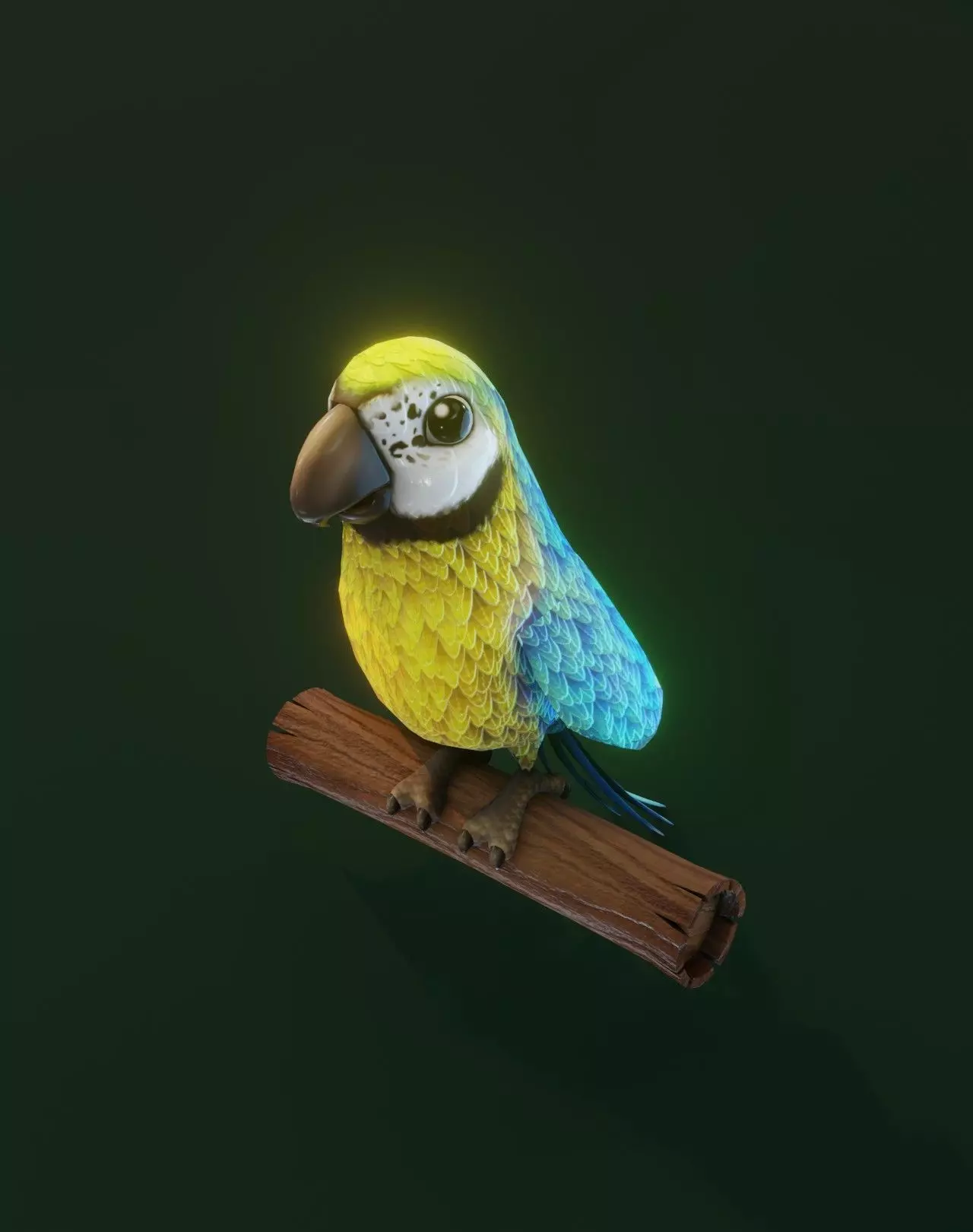 Cartoon Ara Parrot Yellow-Blue Animated 3D Model Low-poly 3D model_0