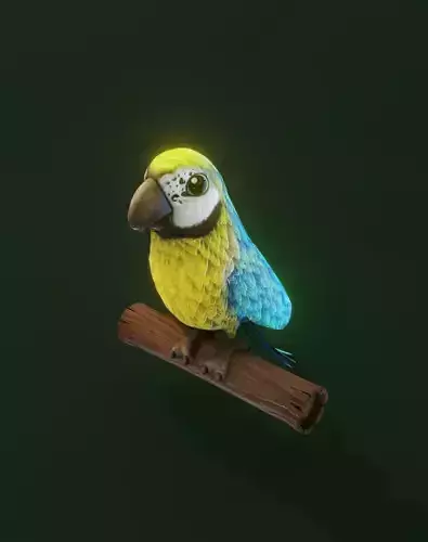 Cartoon Ara Parrot Yellow-Blue Animated 3D Model Low-poly 3D model