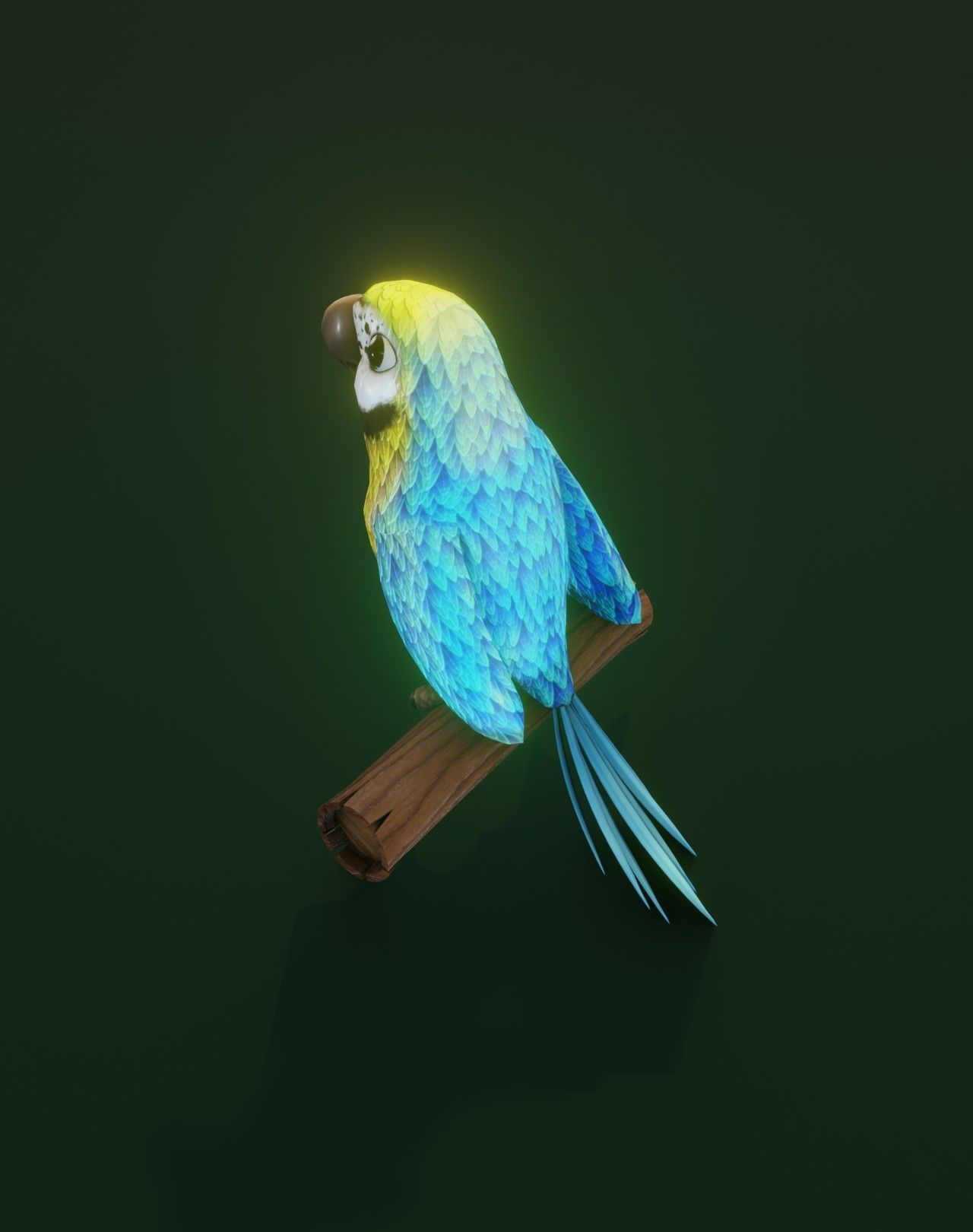 Cartoon Ara Parrot Yellow-Blue Animated 3D Model Low-poly 3D model_14