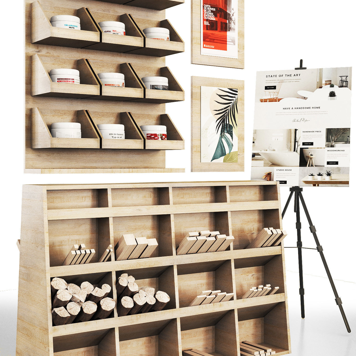 Workshop-work tools Low-poly 3D model_3