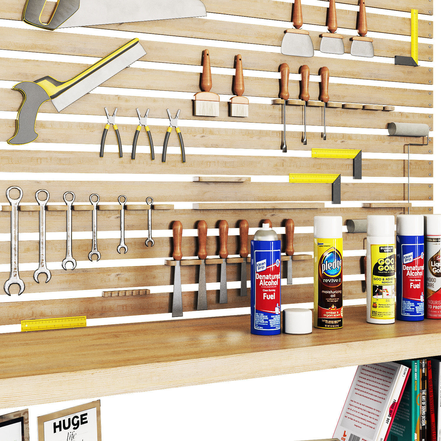 Workshop-work tools Low-poly 3D model_2