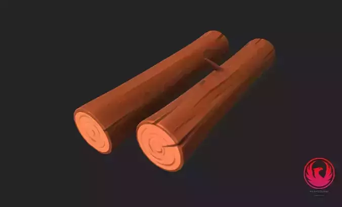 Timber two wooden sticks Low-poly 3D model
