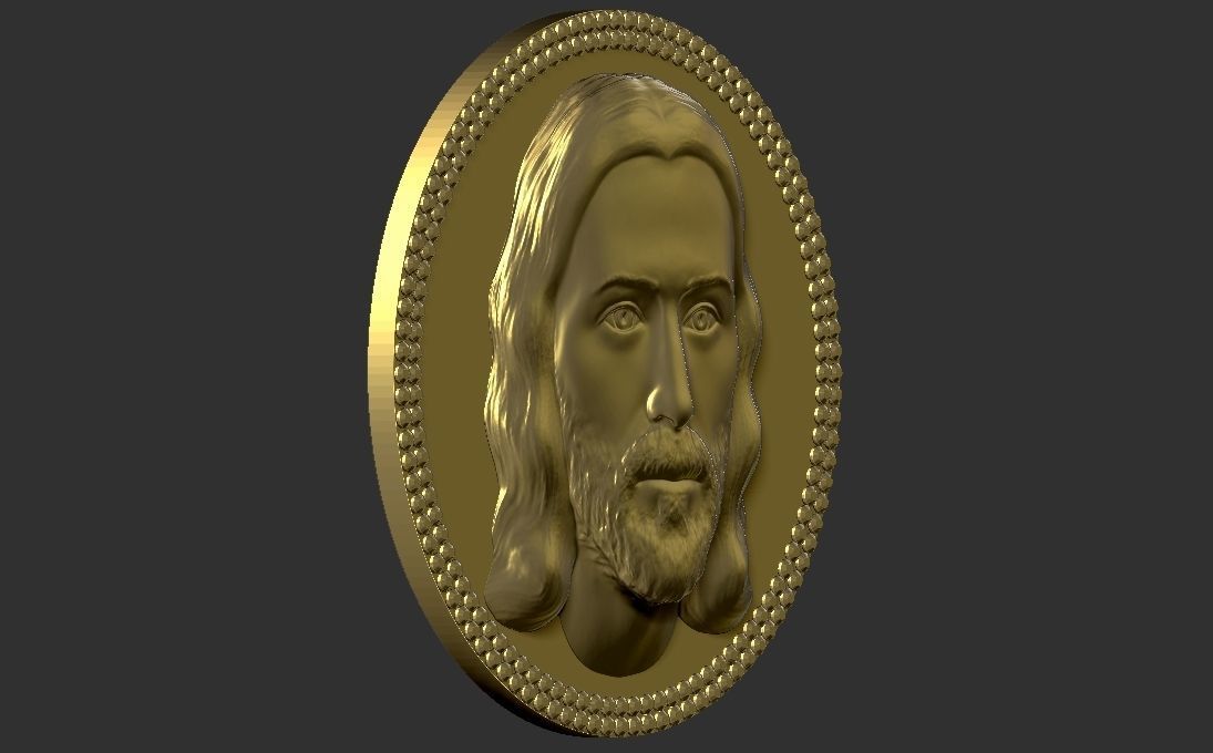 Jesus Christ medallion pendant 3D printing ready stl obj 3D print model_7