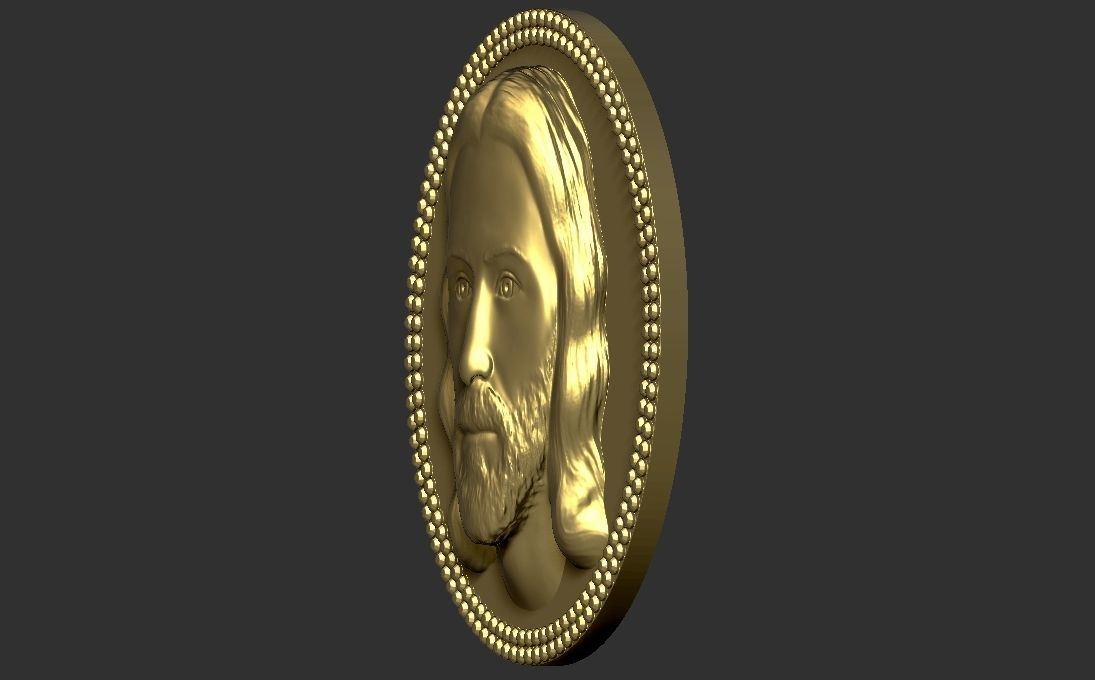 Jesus Christ medallion pendant 3D printing ready stl obj 3D print model_5