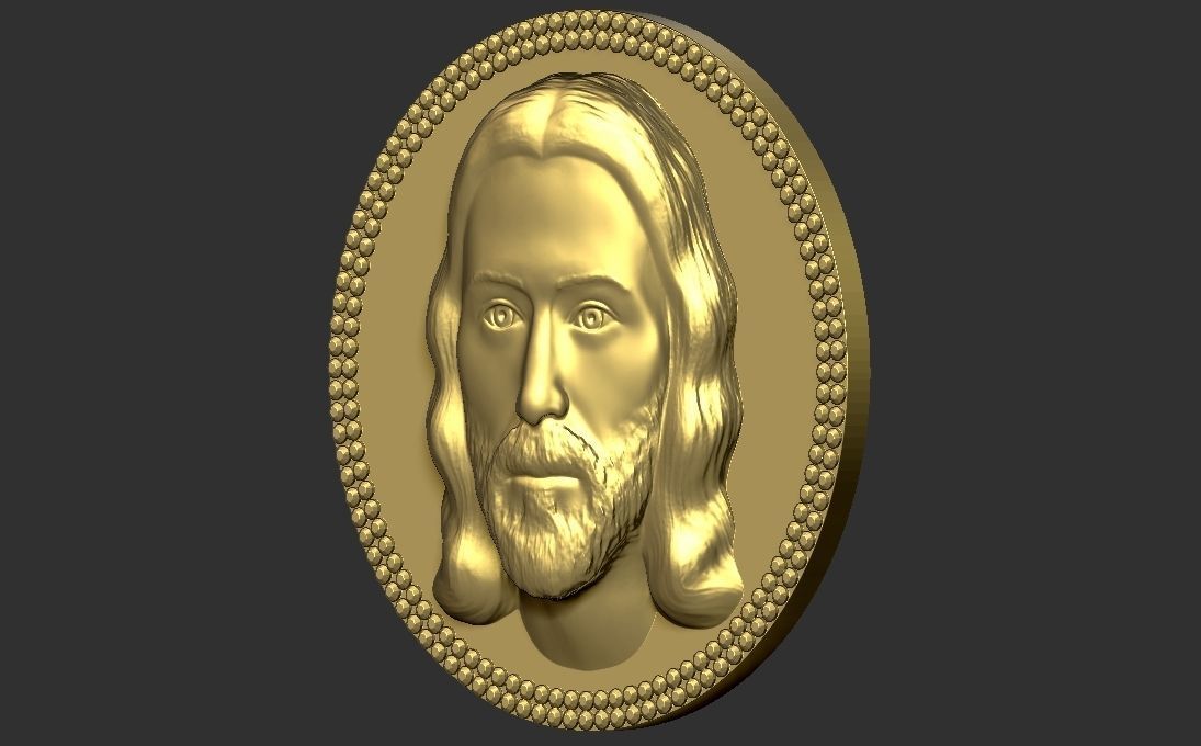 Jesus Christ medallion pendant 3D printing ready stl obj 3D print model_3