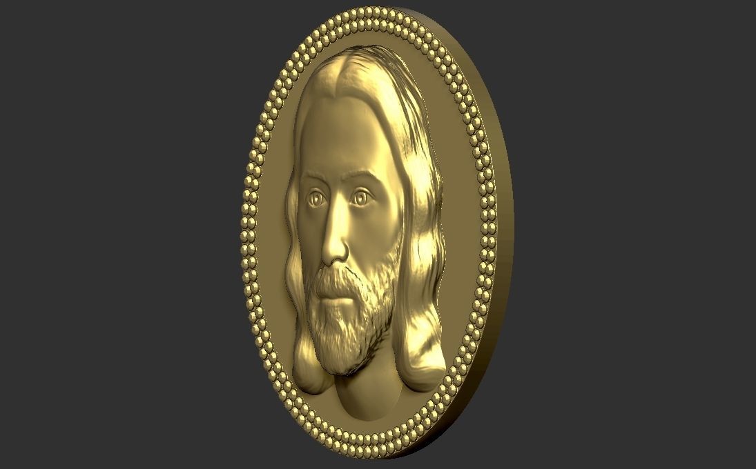Jesus Christ medallion pendant 3D printing ready stl obj 3D print model_4