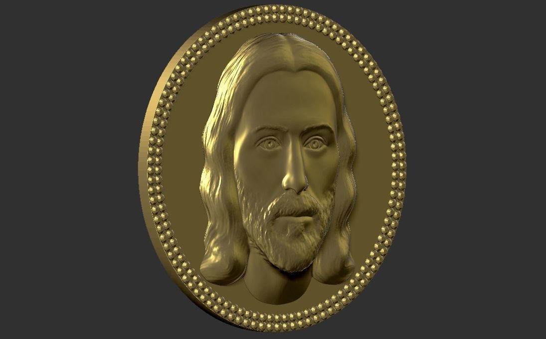 Jesus Christ medallion pendant 3D printing ready stl obj 3D print model_6