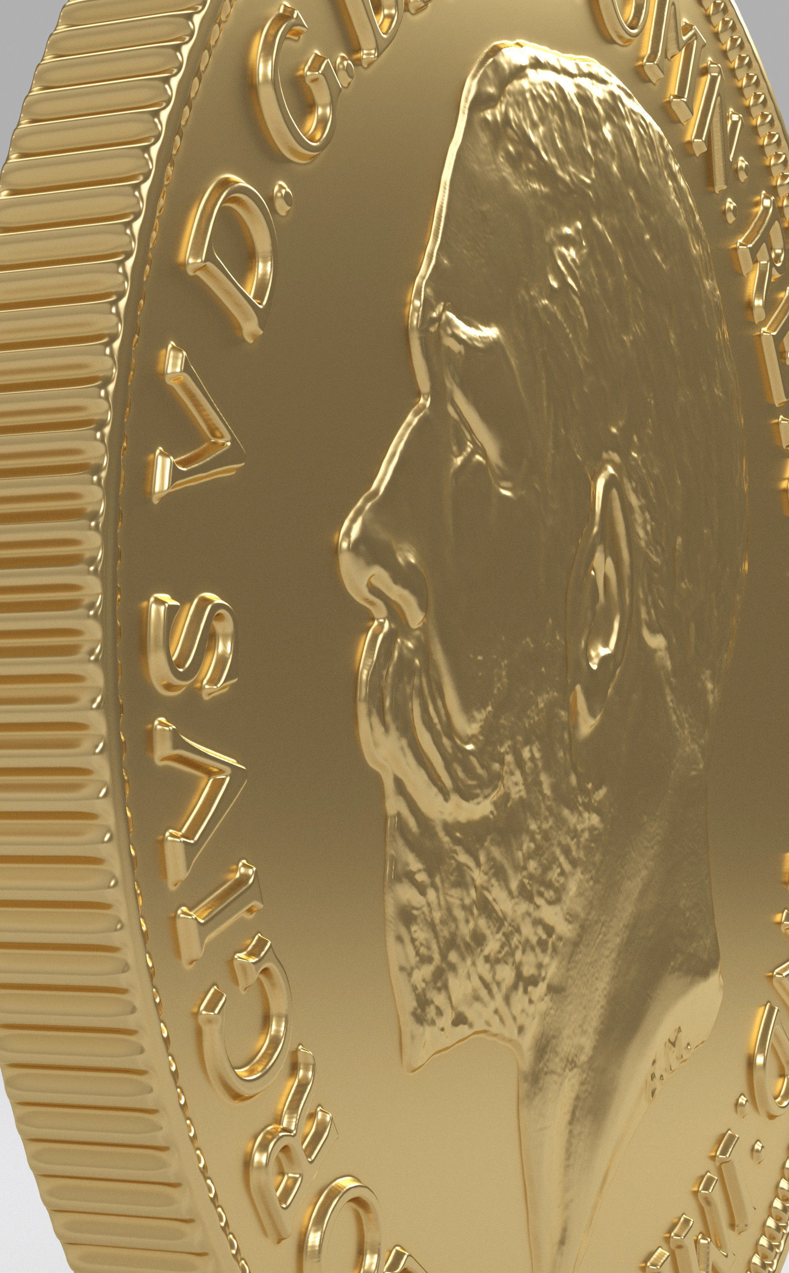 George V Gold sovereign coin 1911 Low-poly 3D model_21