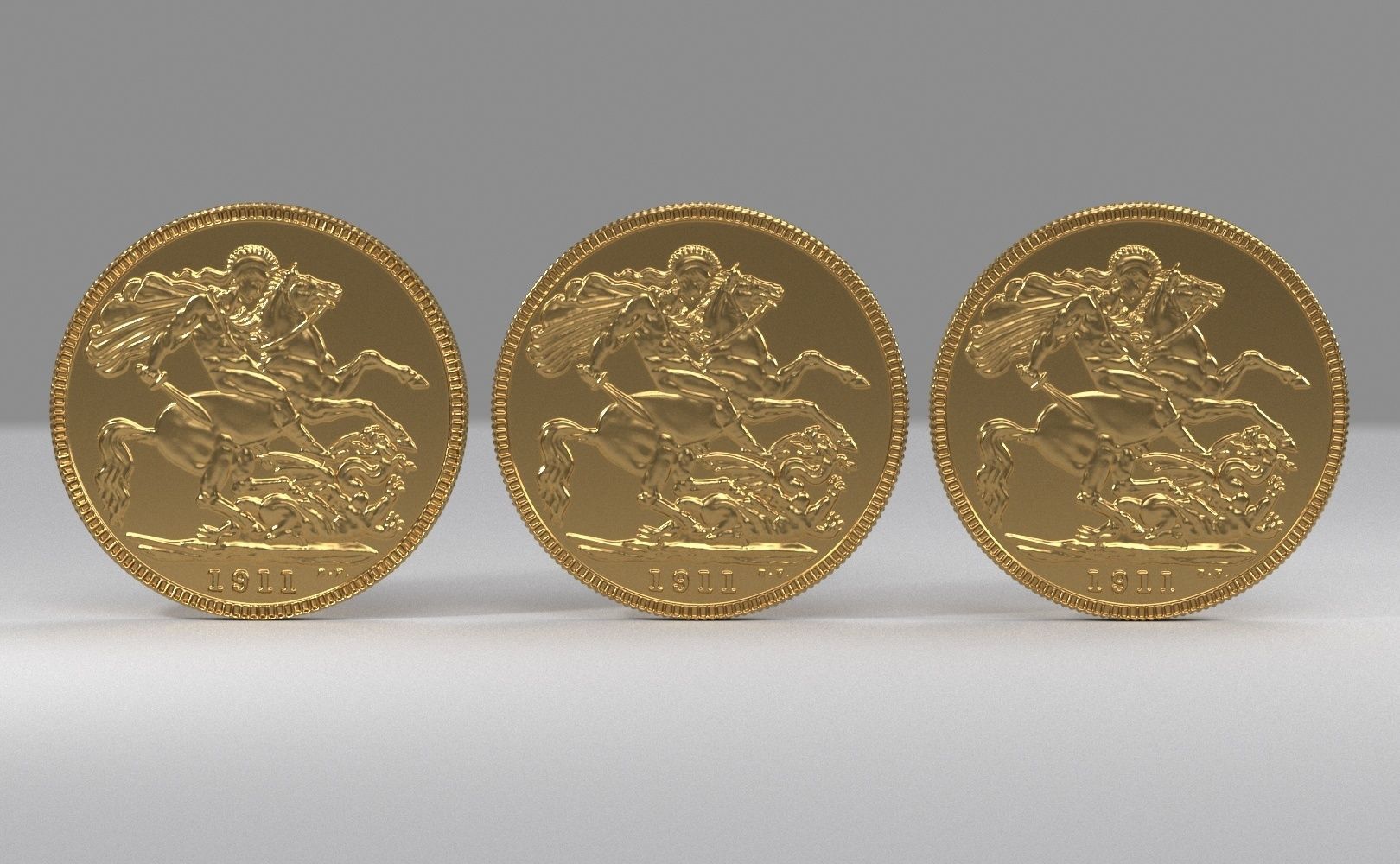 George V Gold sovereign coin 1911 Low-poly 3D model_17