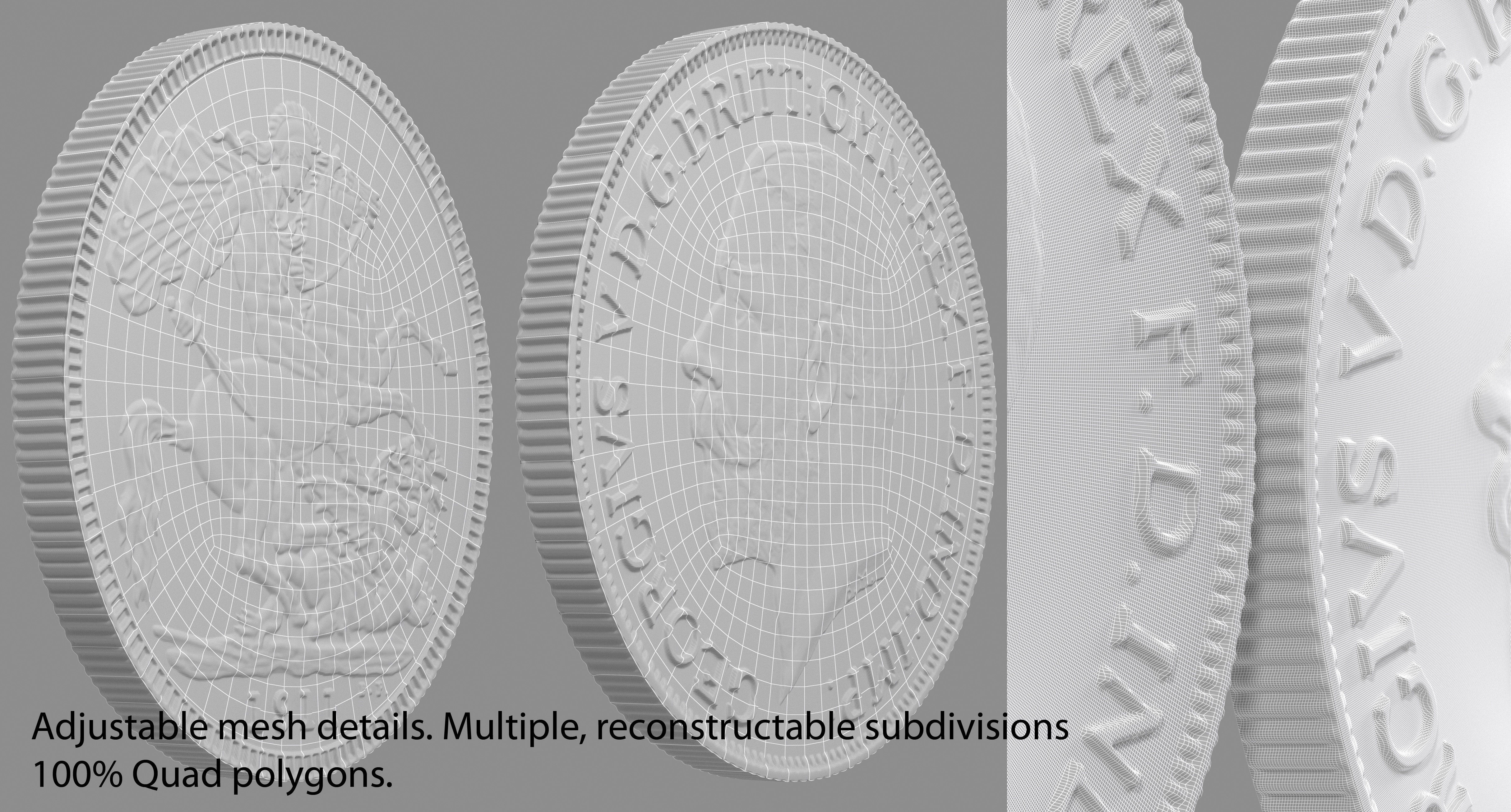 George V Gold sovereign coin 1911 Low-poly 3D model_3