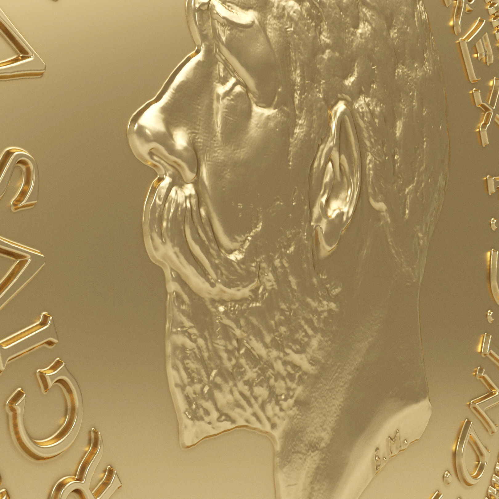George V Gold sovereign coin 1911 Low-poly 3D model_12