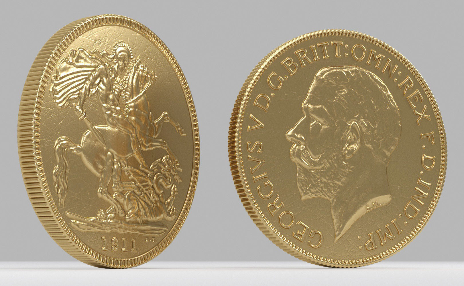 George V Gold sovereign coin 1911 Low-poly 3D model_0