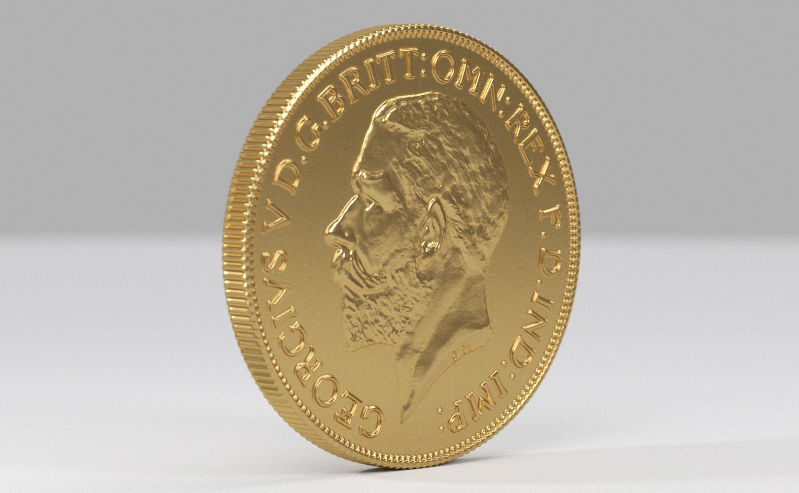 George V Gold sovereign coin 1911 Low-poly 3D model_9