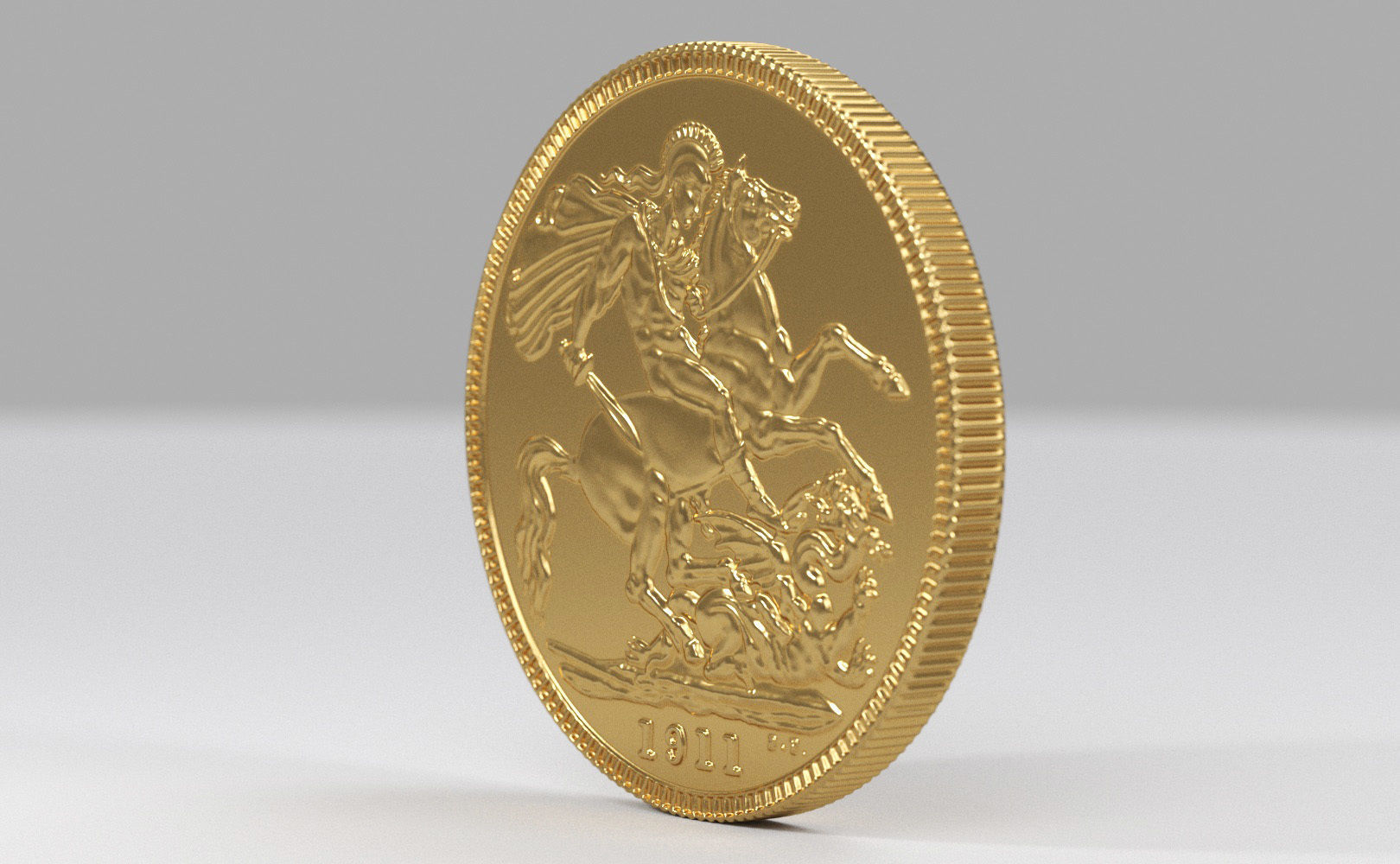 George V Gold sovereign coin 1911 Low-poly 3D model_14