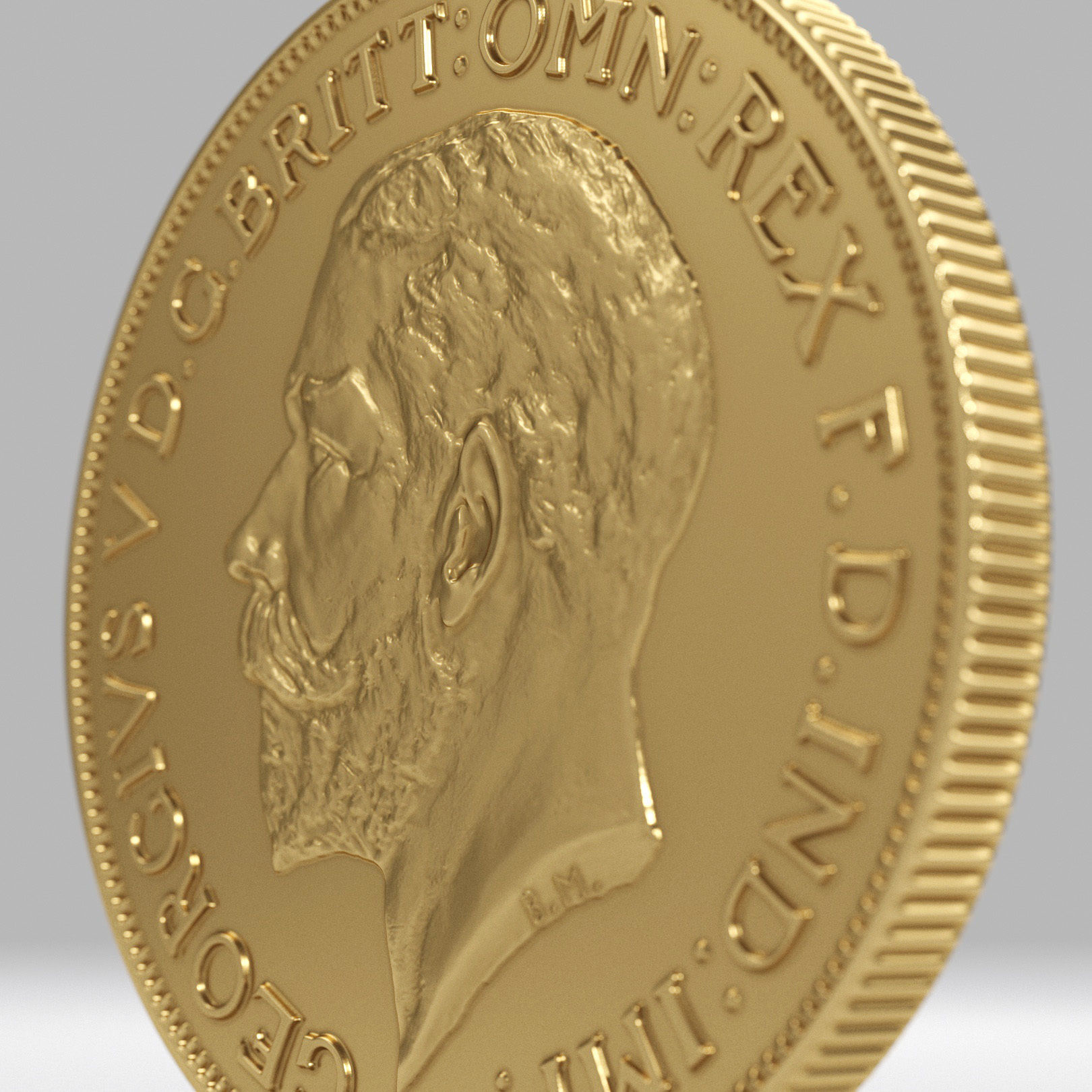 George V Gold sovereign coin 1911 Low-poly 3D model_11