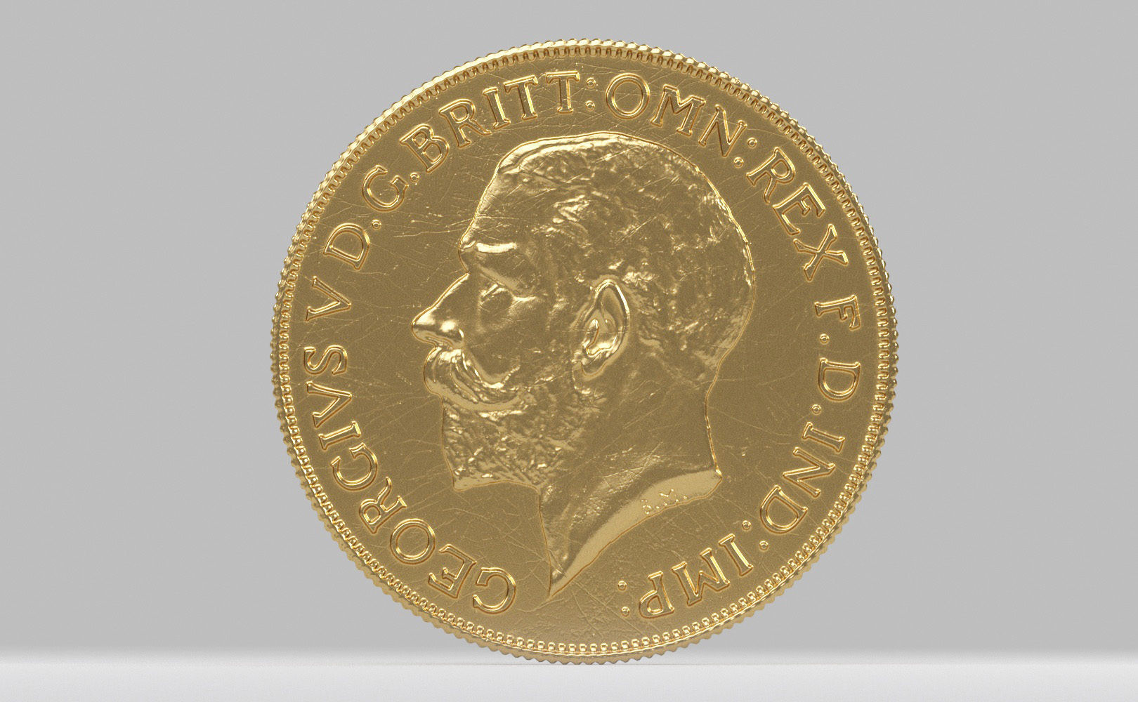 George V Gold sovereign coin 1911 Low-poly 3D model_4