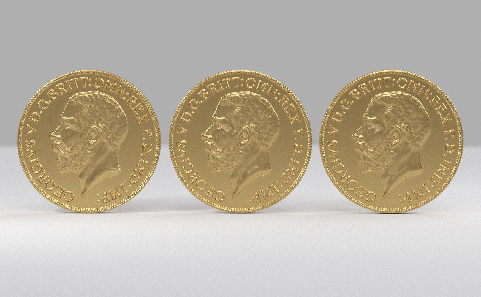 George V Gold sovereign coin 1911 Low-poly 3D model_15