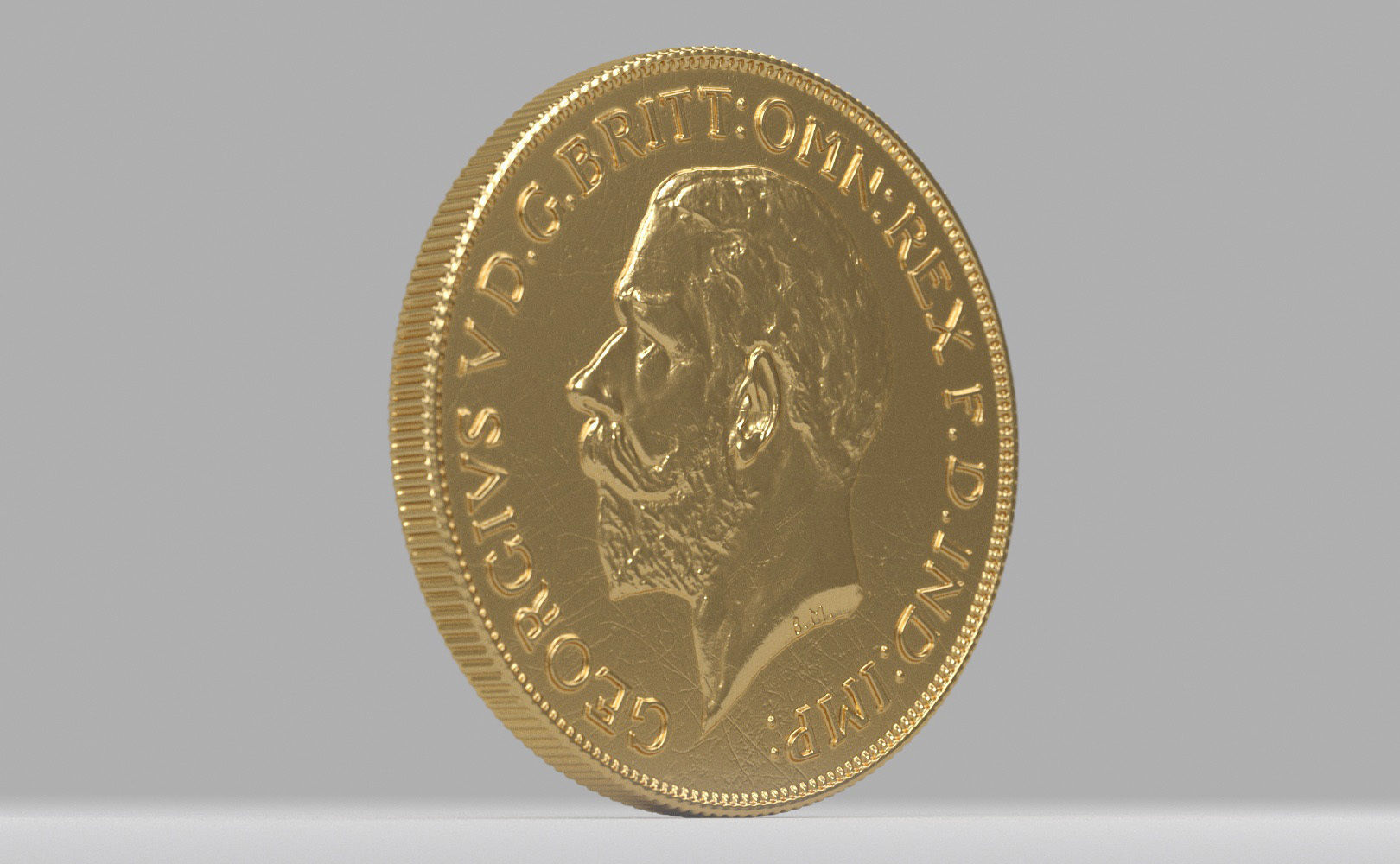 George V Gold sovereign coin 1911 Low-poly 3D model_18