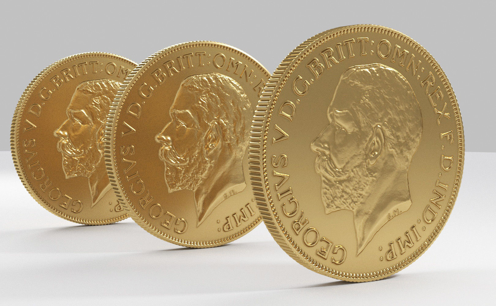 George V Gold sovereign coin 1911 Low-poly 3D model_13