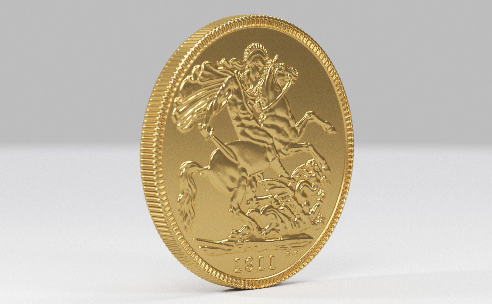 George V Gold sovereign coin 1911 Low-poly 3D model_10
