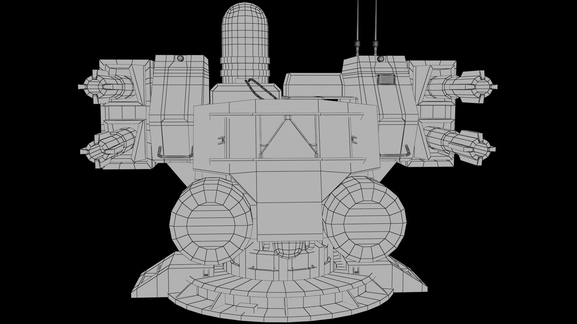 Sci-fi Turret Low-poly 3D model_22