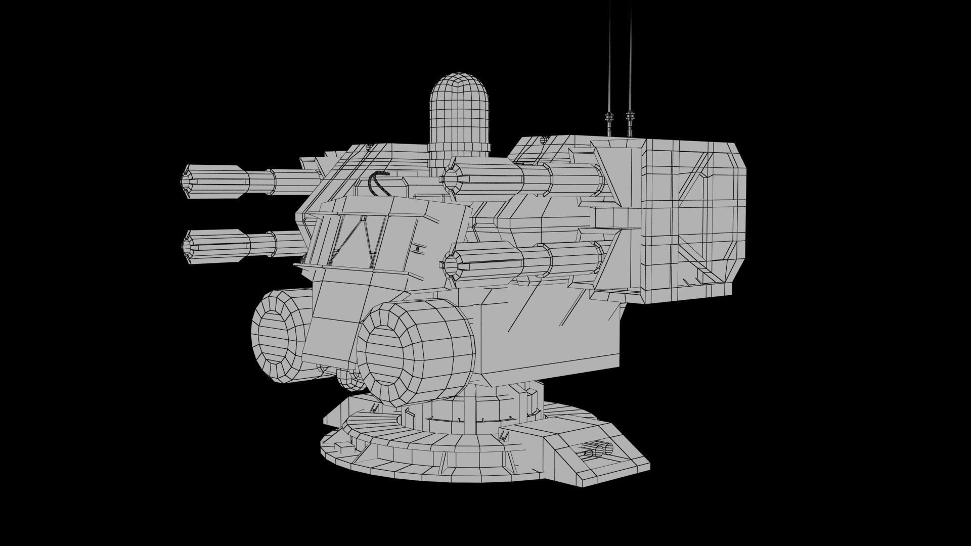 Sci-fi Turret Low-poly 3D model_15