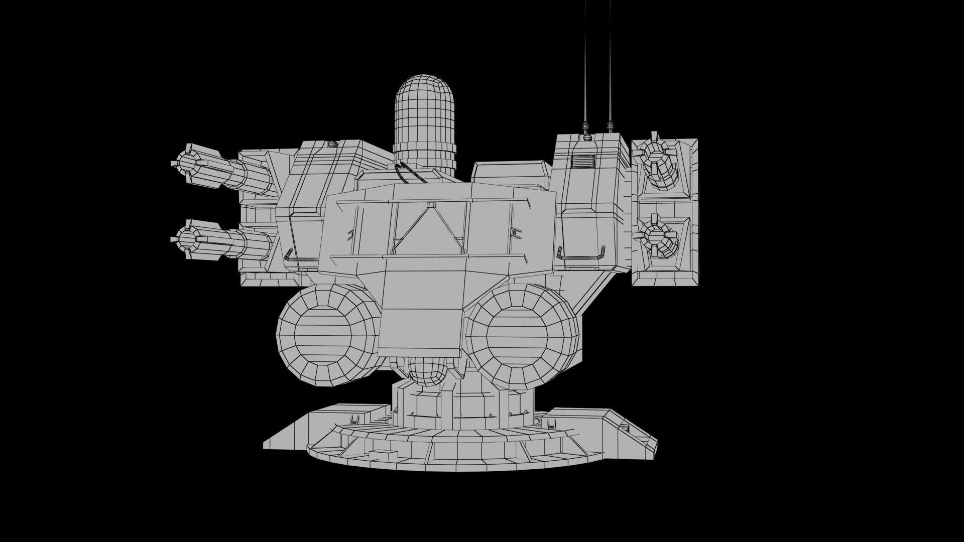 Sci-fi Turret Low-poly 3D model_14