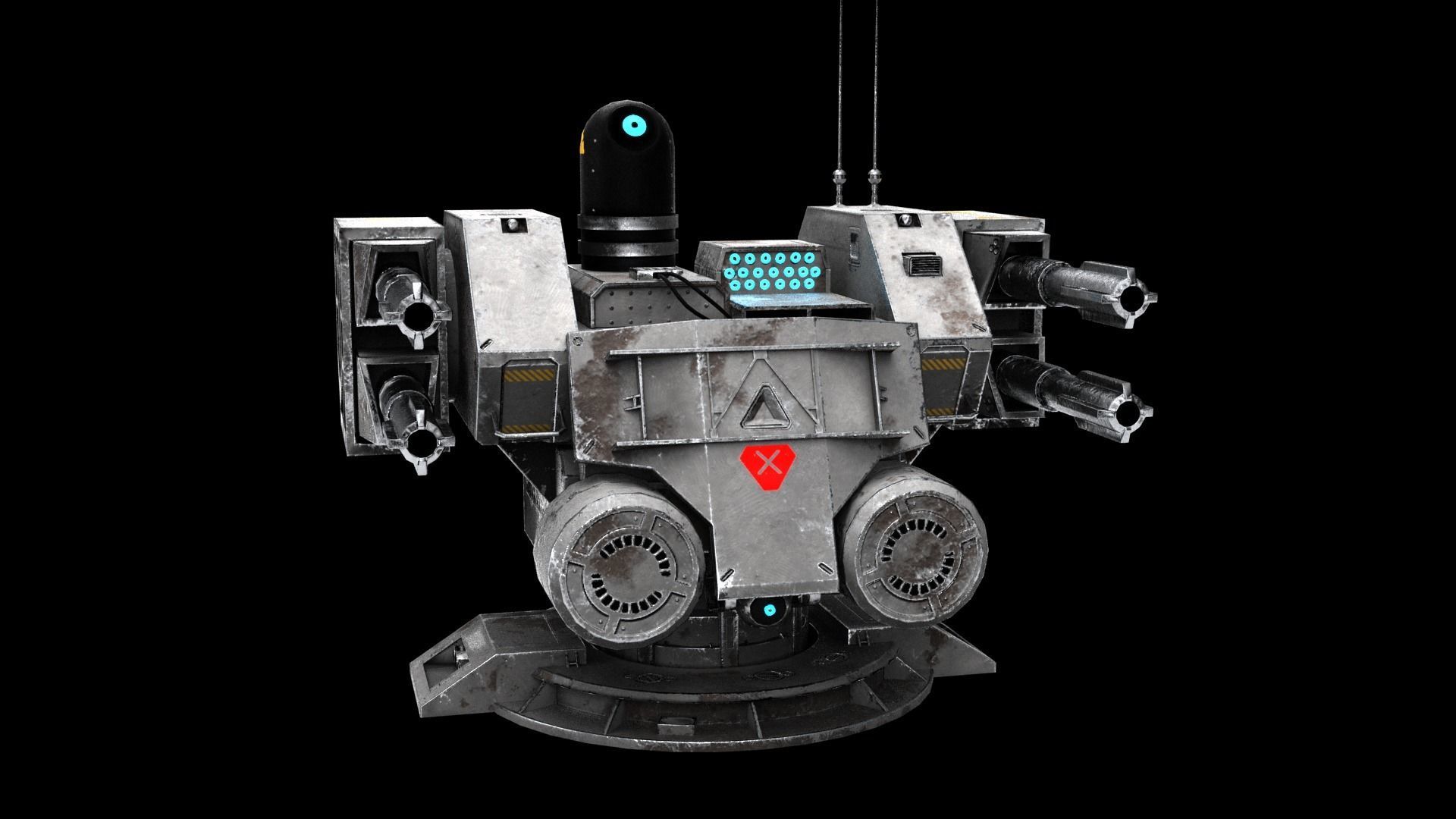 Sci-fi Turret Low-poly 3D model_2