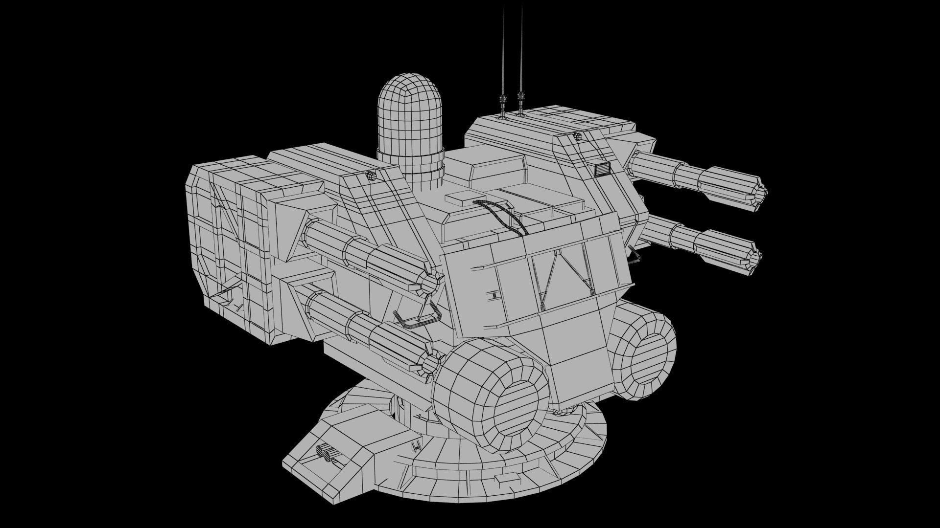 Sci-fi Turret Low-poly 3D model_12