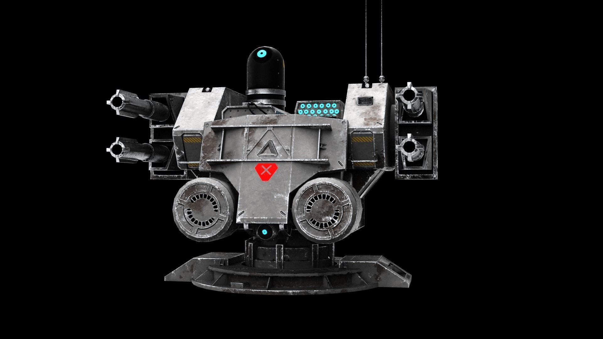 Sci-fi Turret Low-poly 3D model_3