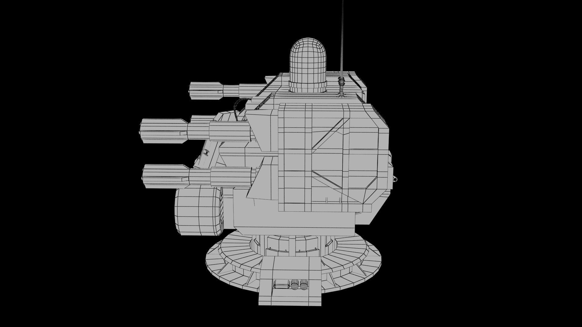 Sci-fi Turret Low-poly 3D model_16