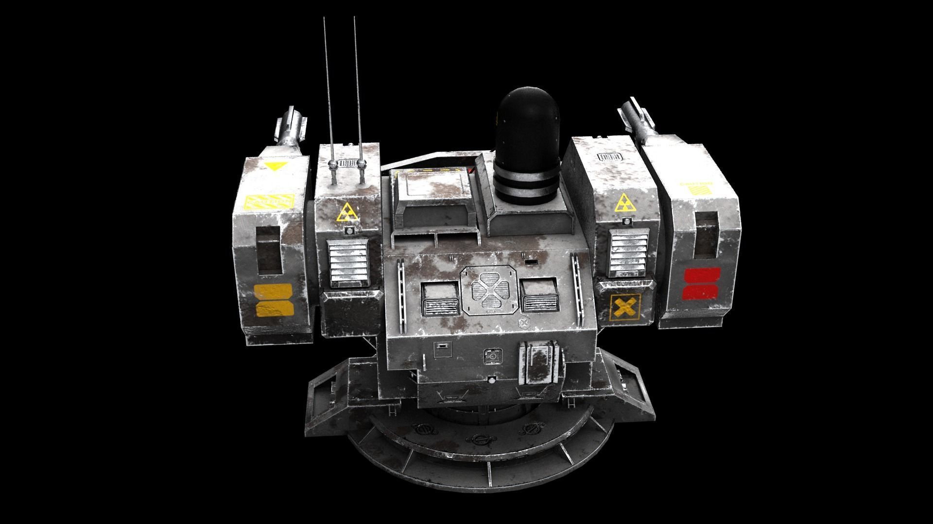 Sci-fi Turret Low-poly 3D model_7